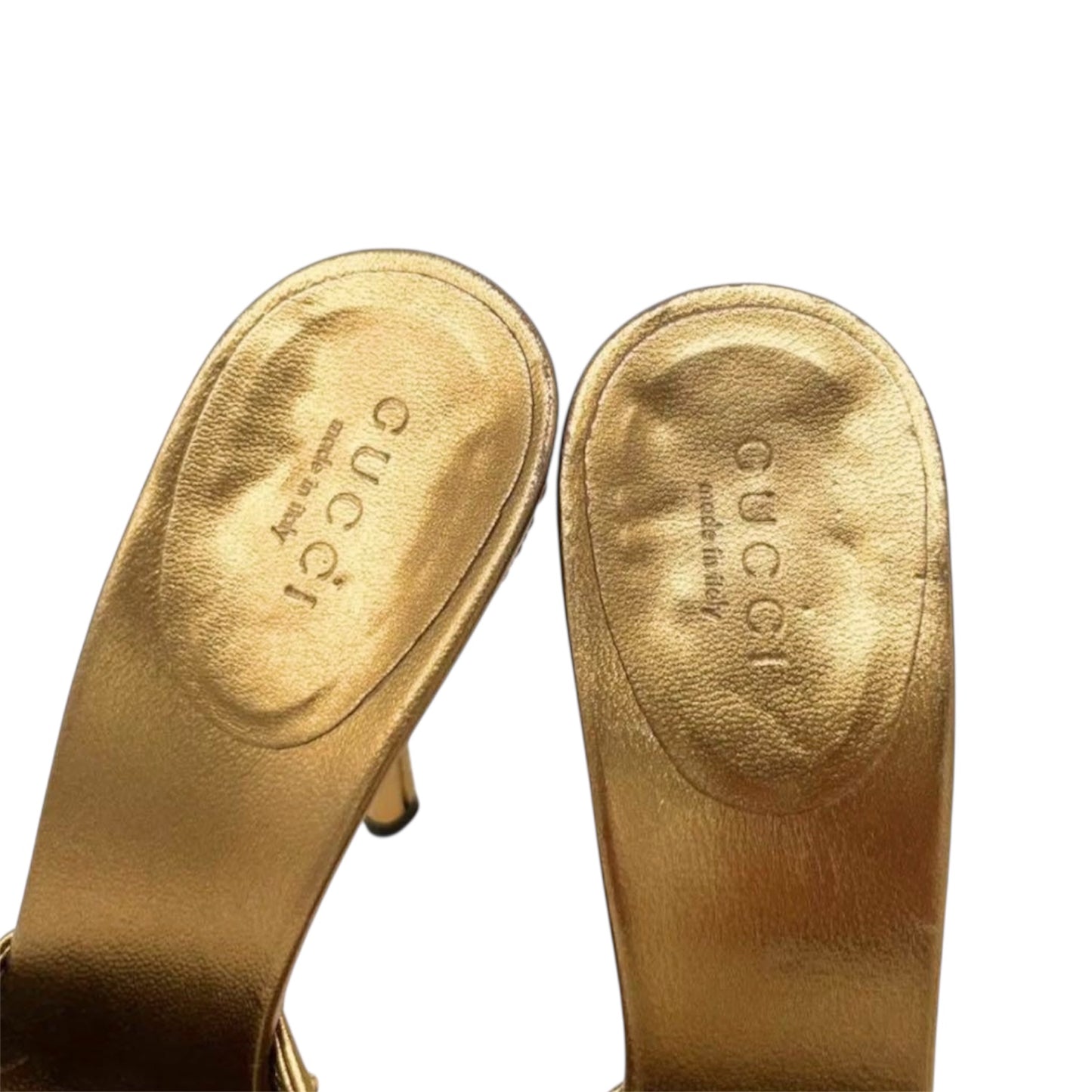 GUCCI BY TOMFORD METALLIC GOLD STUDDED MULES