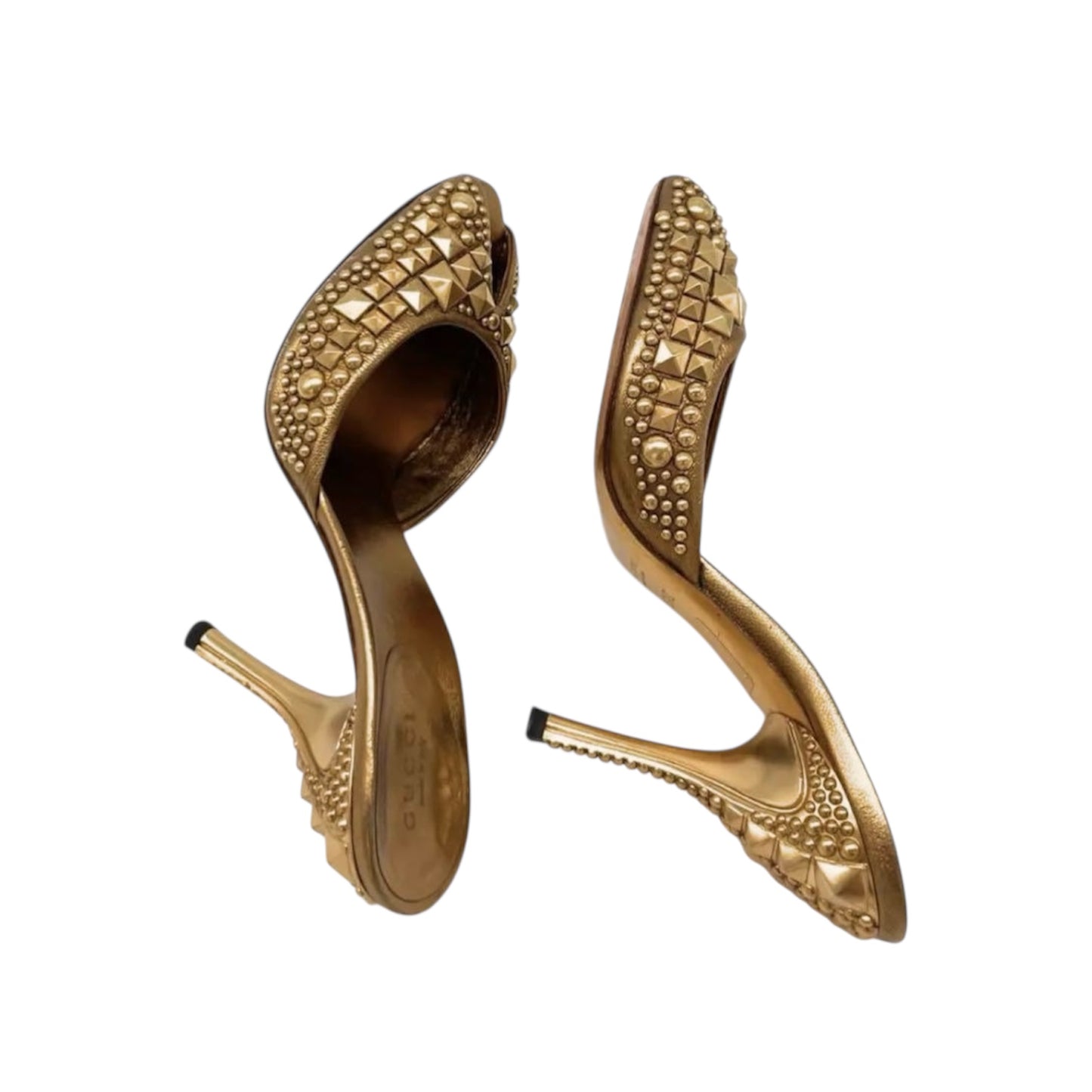 GUCCI BY TOMFORD METALLIC GOLD STUDDED MULES