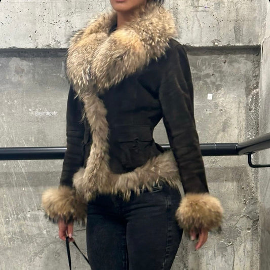 OAKWOOD fur and suede brown jacket