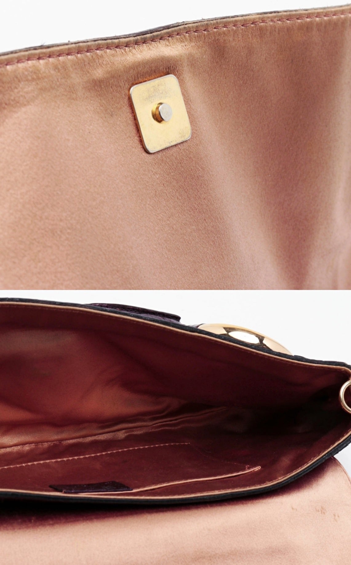 GUCCI BY TOM FORD 1955 HORSEBIT CLUTCH CHAIN BAG PURPLE METALLIC LIZARD LEATHER