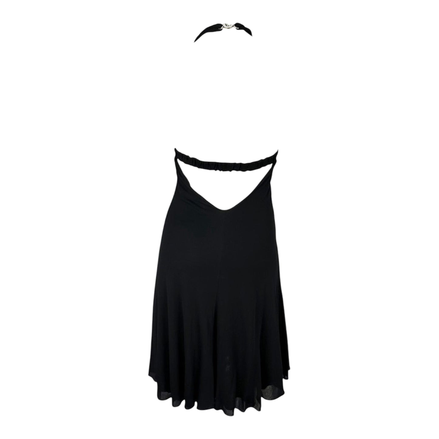 VERSACE 2006 BLACK HALTER BACKLESS MIDI DRESS