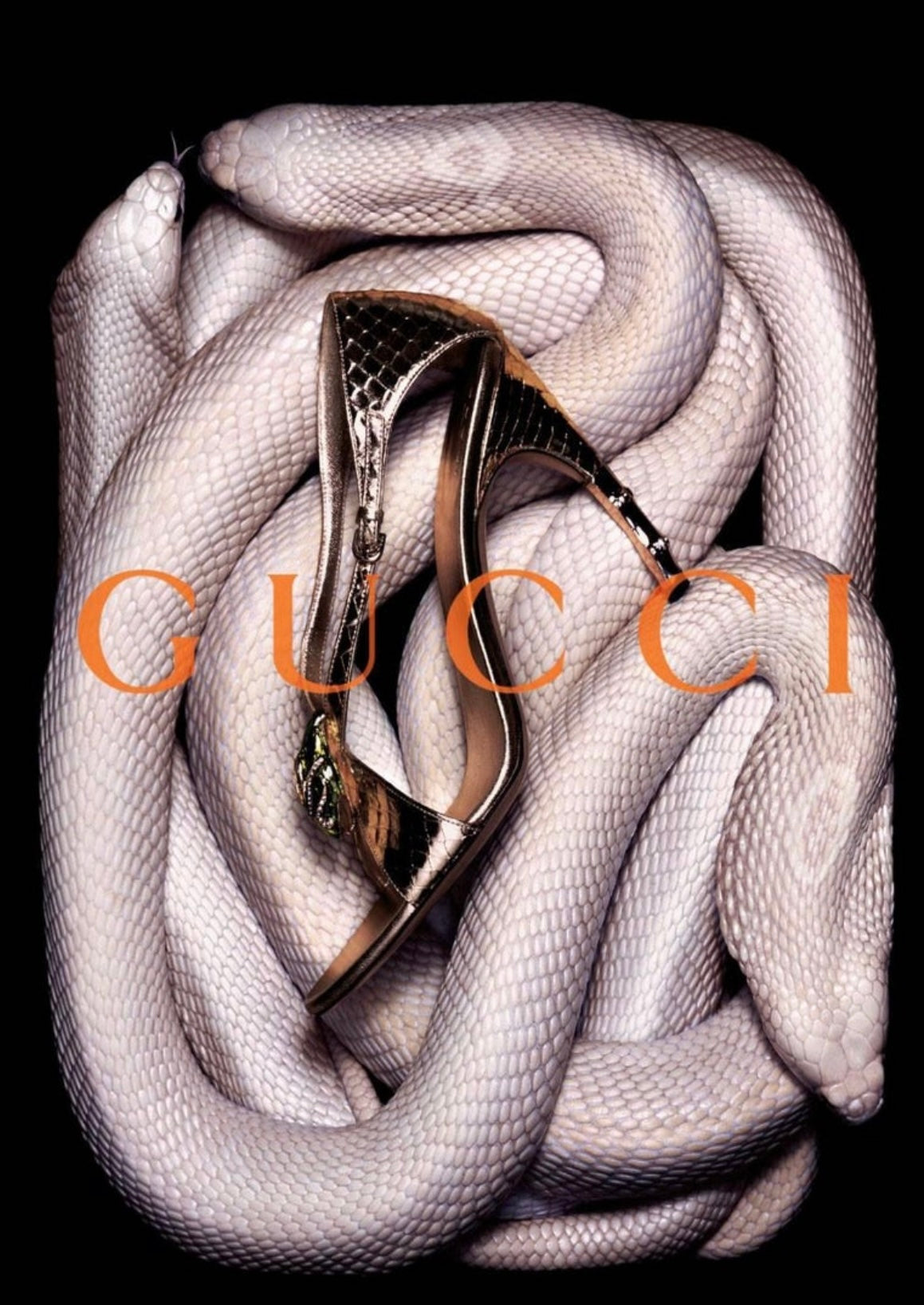 GUCCI BY TOMFORD 2004 GOLD BAMBOO SNAKE HEELS