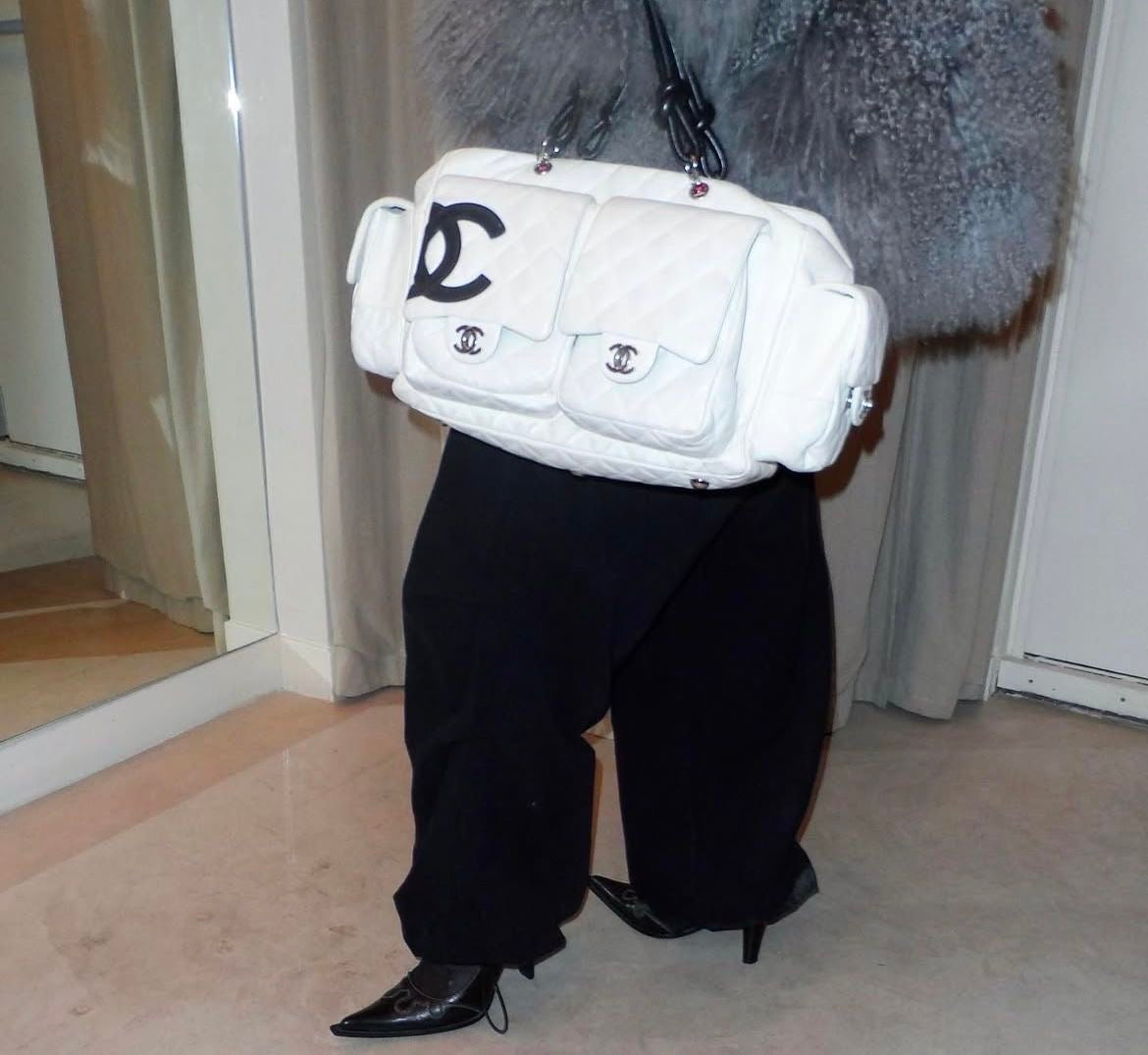 CHANEL CC CAMBON REPORTER 2005 BAG IN WHITE