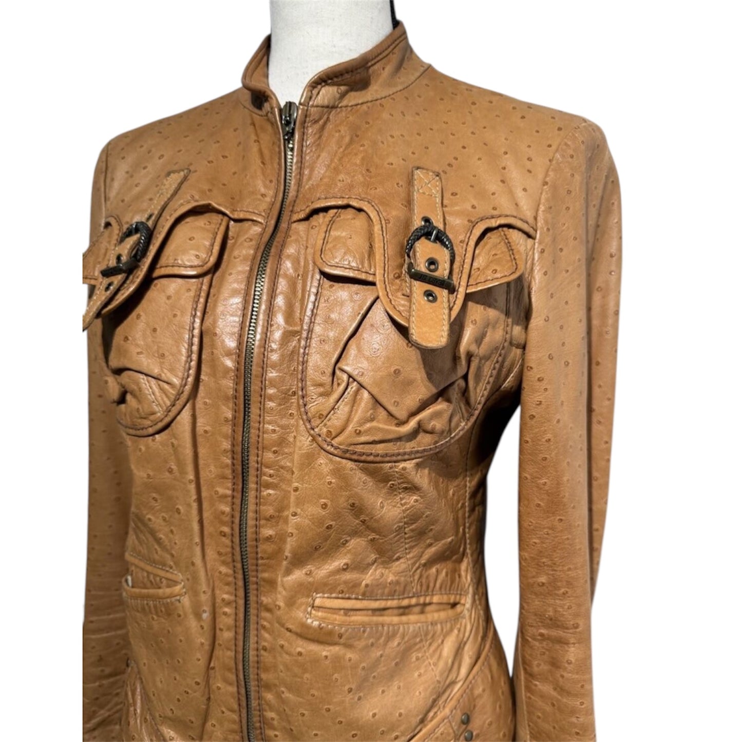 ROBERTO CAVALLI TAN CROCODILE LEATHER JACKET