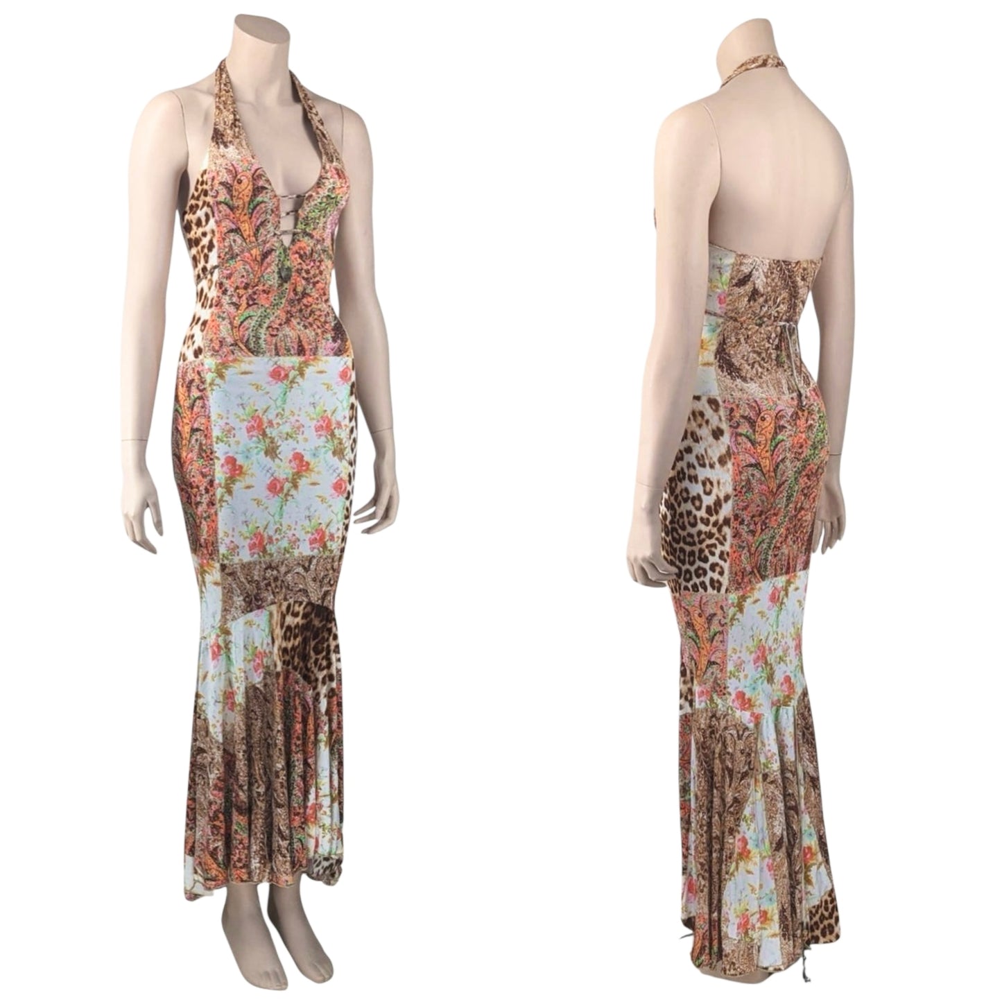 ROBERTO CAVALLI 2004 MERMAID HALTER DRESS