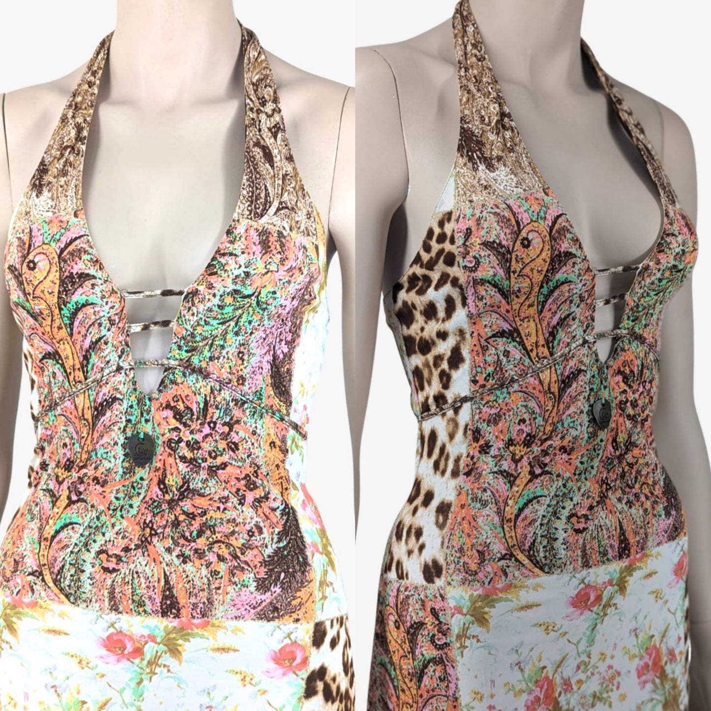 ROBERTO CAVALLI 2004 MERMAID HALTER DRESS