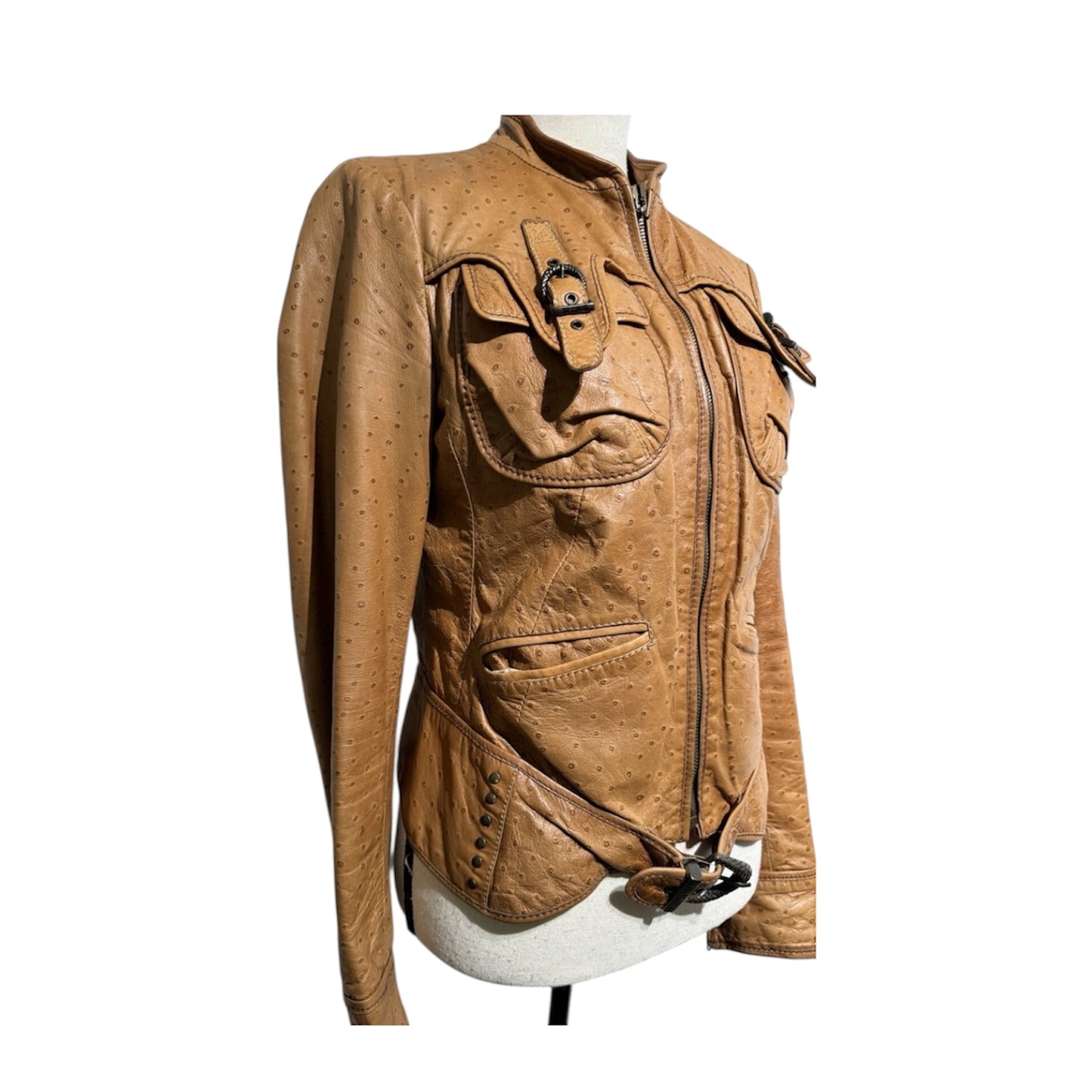 ROBERTO CAVALLI TAN CROCODILE LEATHER JACKET