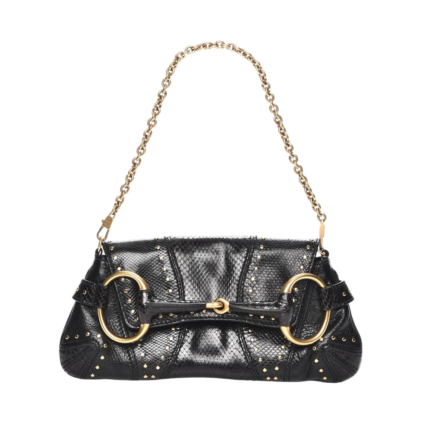 GUCCI BY TOM FORD F/W 2003 HORSEBIT STUDDED SHOULDER CHAIN BAG