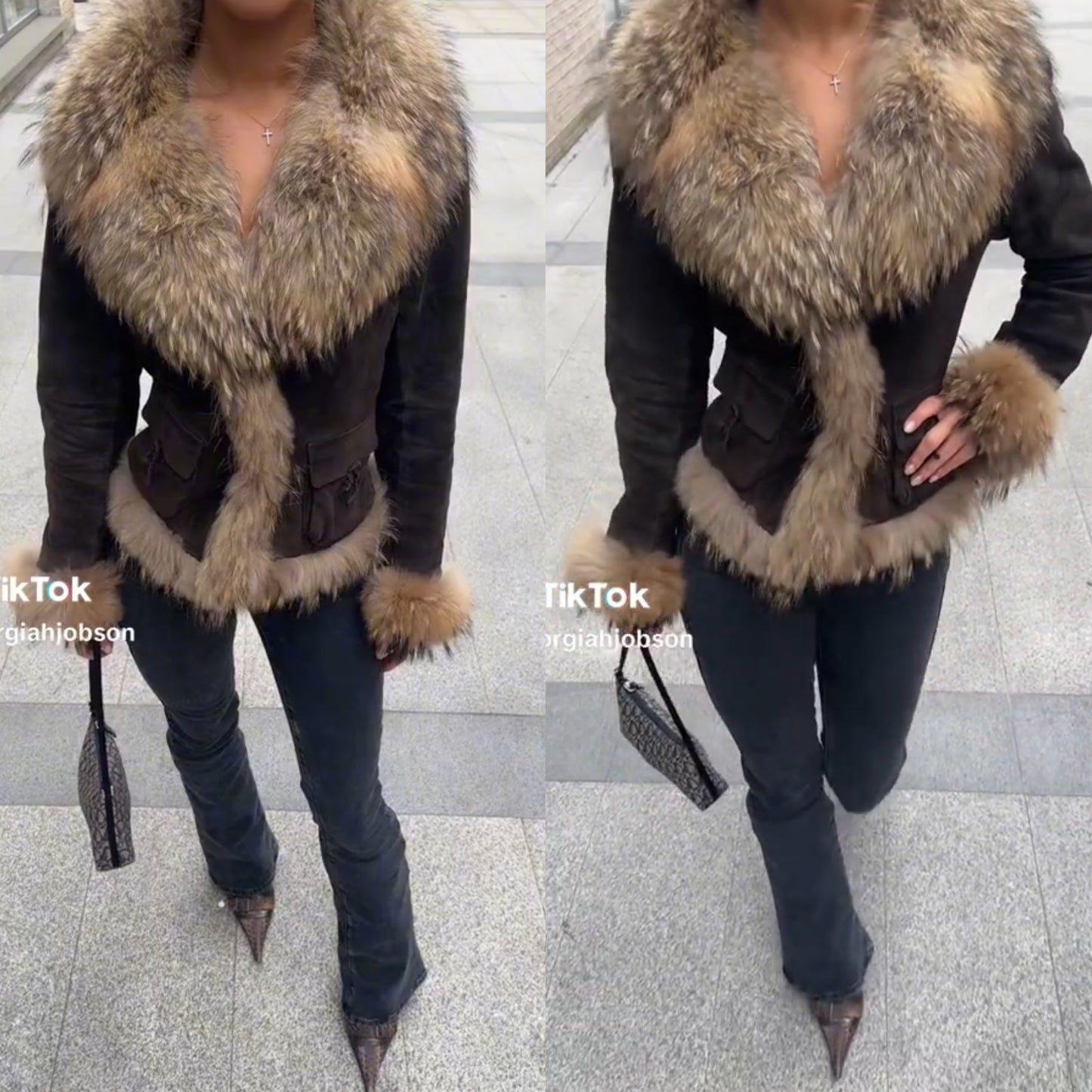OAKWOOD fur and suede brown jacket