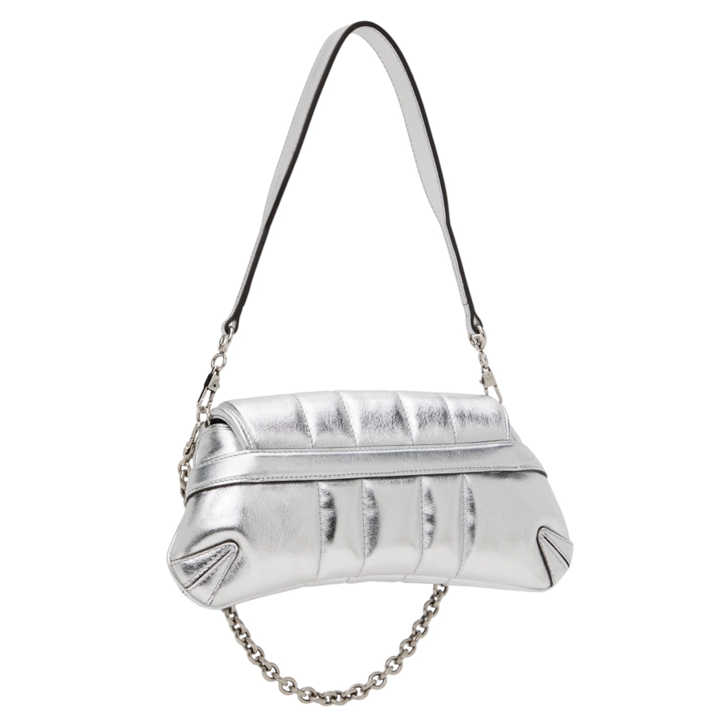 GUCCI BY TOM FORD METTALIC SILVER 1955 HORSEBIT SHOULDER CHAIN BAG