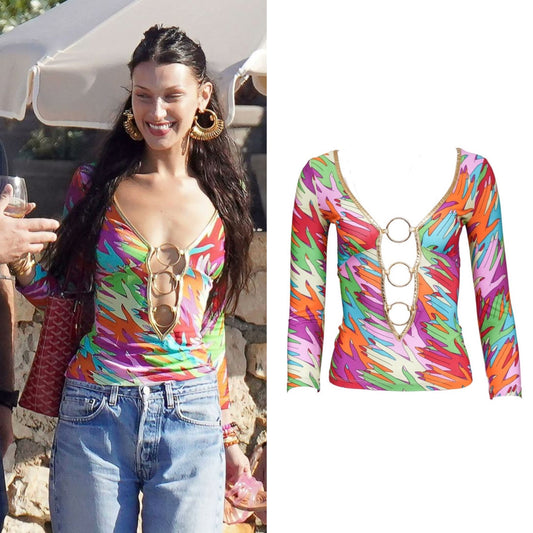 D&G 2005 MULTICOLORED HANDPRINT GOLD O RING TOP