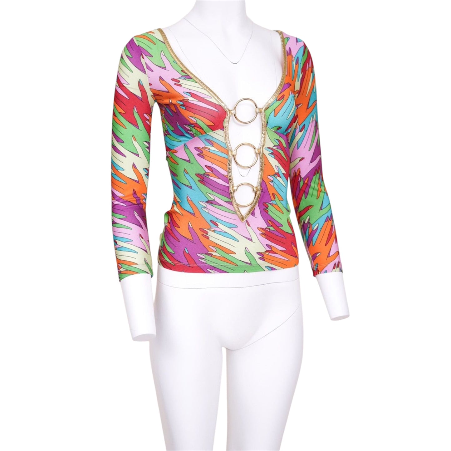 D&G 2005 MULTICOLORED HANDPRINT GOLD O RING TOP