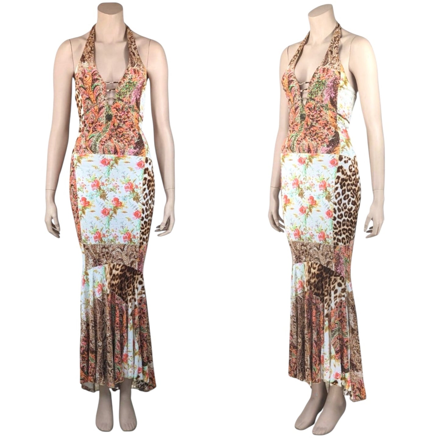 ROBERTO CAVALLI 2004 MERMAID HALTER DRESS