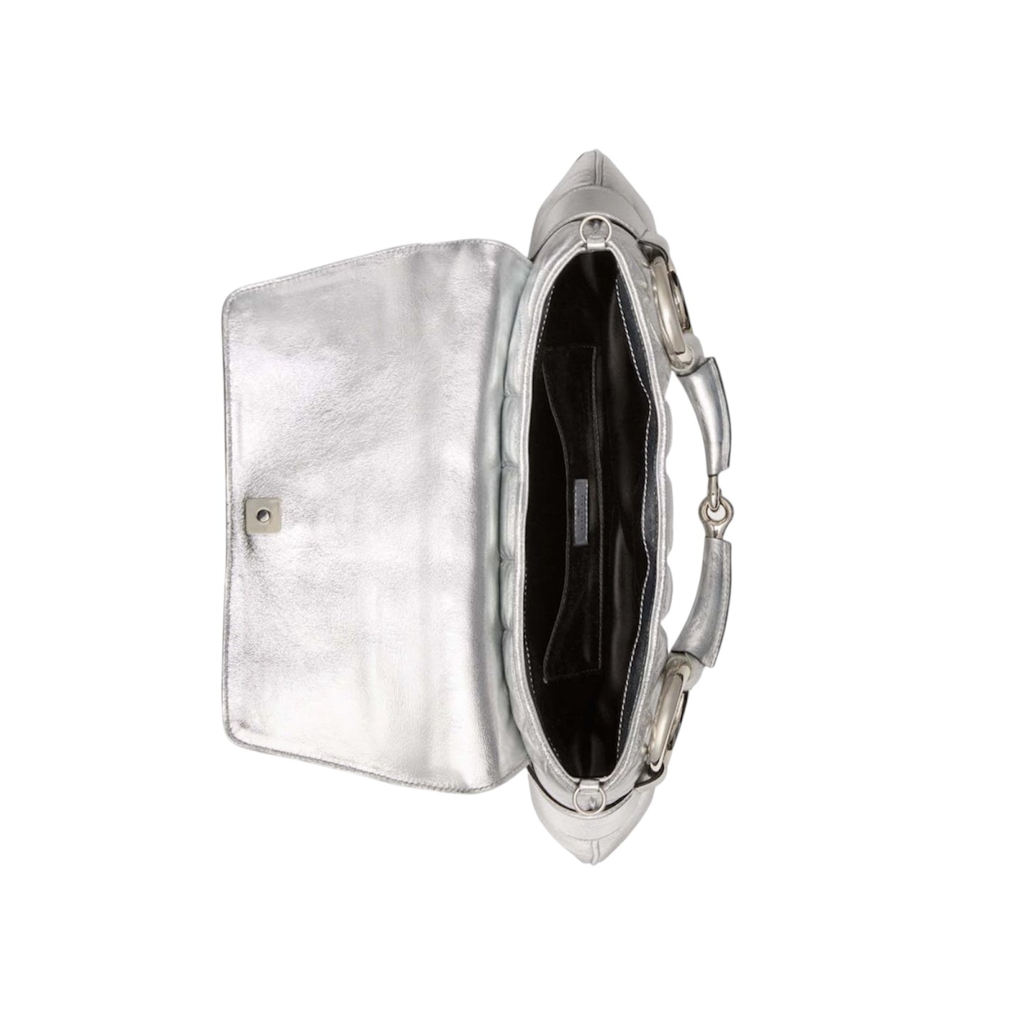 GUCCI BY TOM FORD METTALIC SILVER 1955 HORSEBIT SHOULDER CHAIN BAG