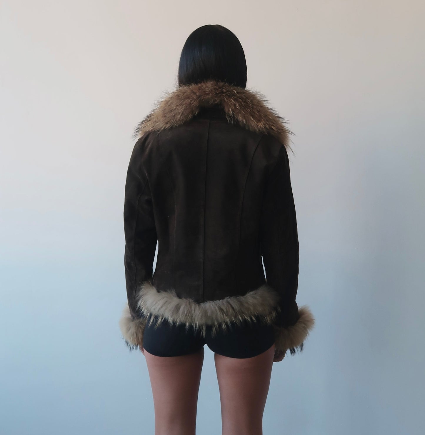 OAKWOOD fur and suede brown jacket