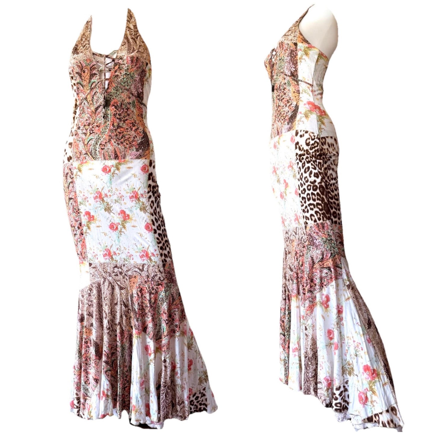 ROBERTO CAVALLI 2004 MERMAID HALTER DRESS
