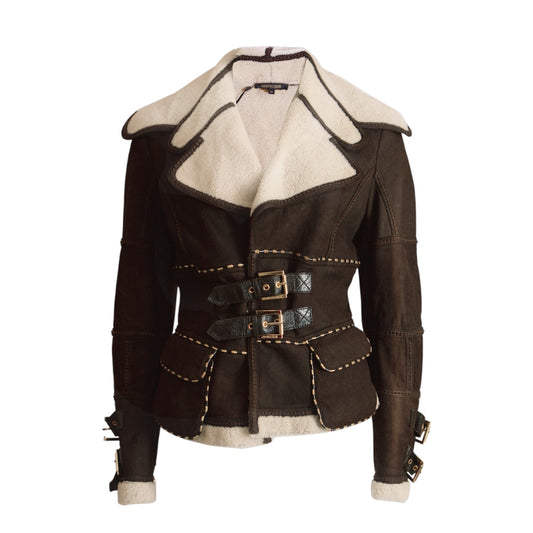 ROBERTO CAVALLI 2000S BROWN SHEARLING JACKET