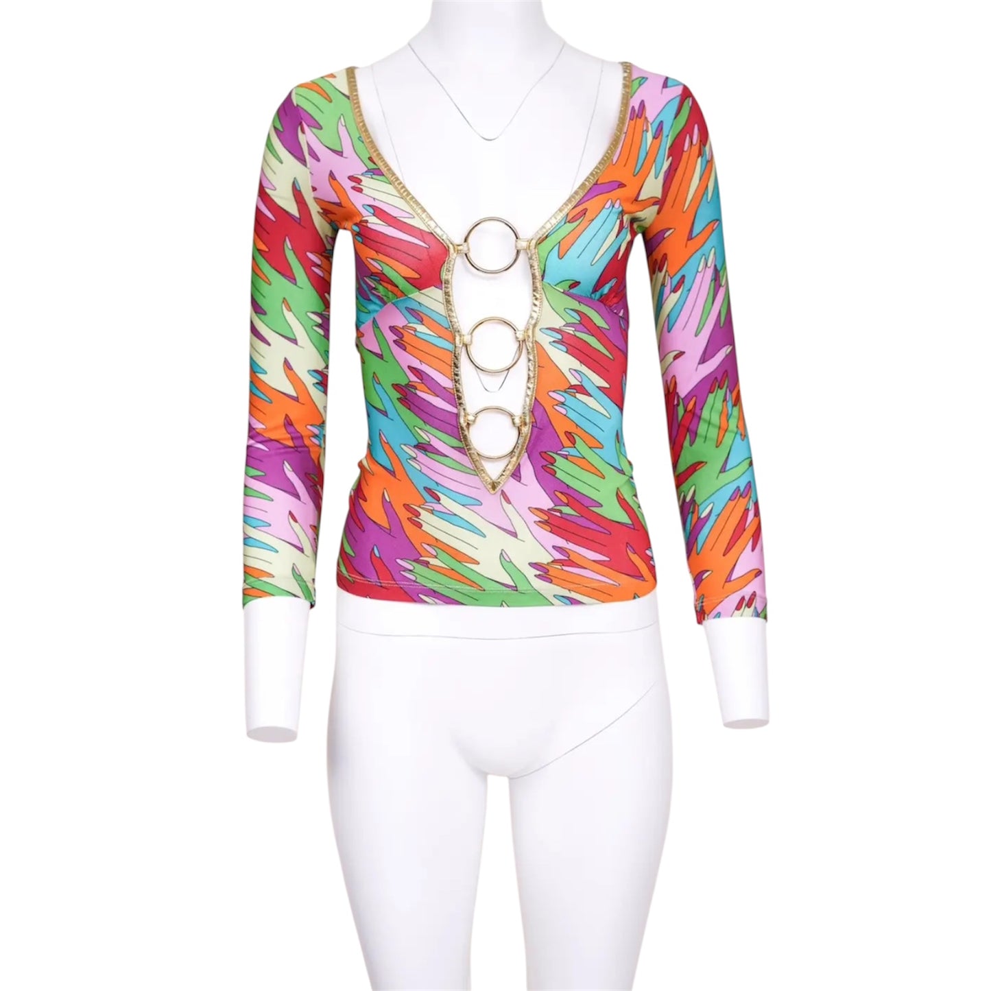 D&G 2005 MULTICOLORED HANDPRINT GOLD O RING TOP