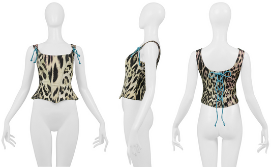ROBERTO CAVALLI LEOPARD CORSET TOP