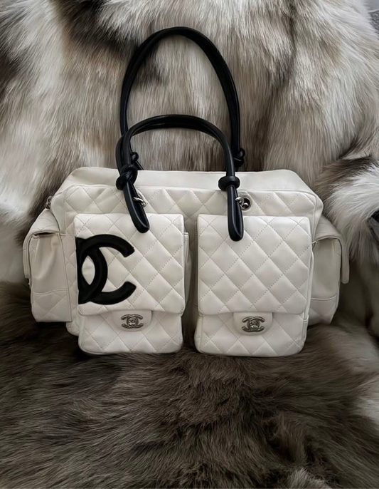 CHANEL CC CAMBON REPORTER 2005 BAG IN WHITE