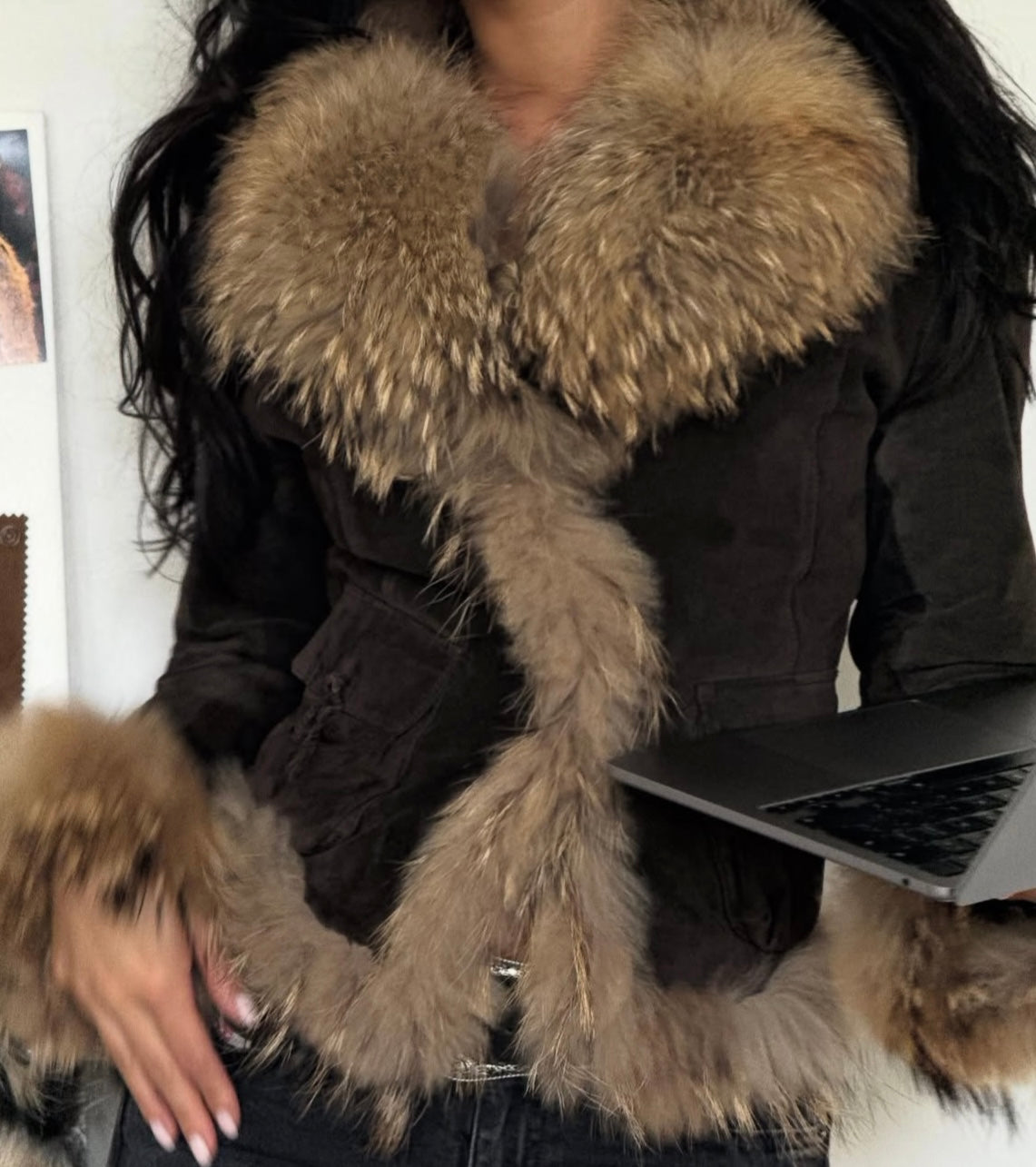 OAKWOOD fur and suede brown jacket
