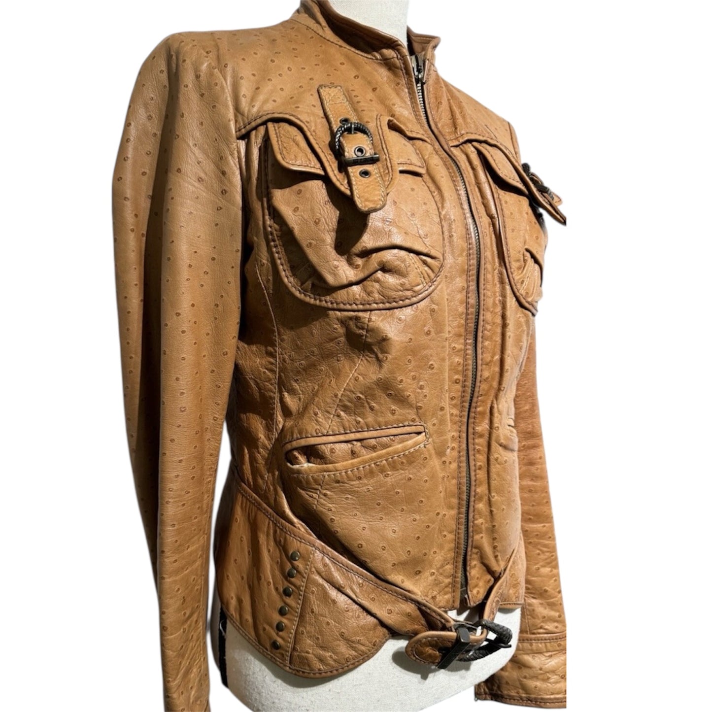 ROBERTO CAVALLI TAN CROCODILE LEATHER JACKET