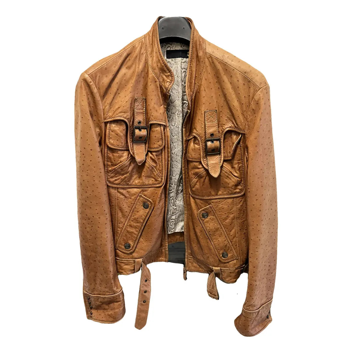 ROBERTO CAVALLI TAN CROCODILE LEATHER JACKET