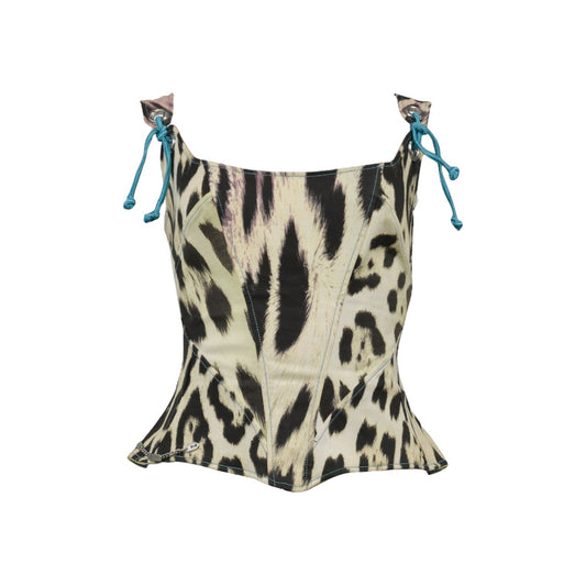 ROBERTO CAVALLI LEOPARD CORSET TOP