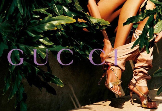 GUCCI BY TOMFORD 2004 GOLD BAMBOO SNAKE HEELS